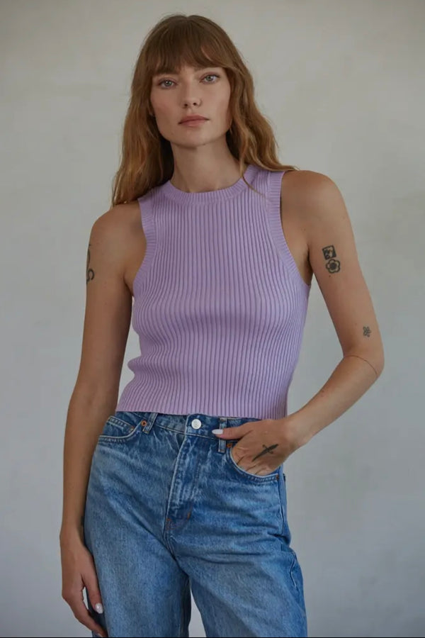 By Together Lavender Sawyer Crop Sweater Spring Top
