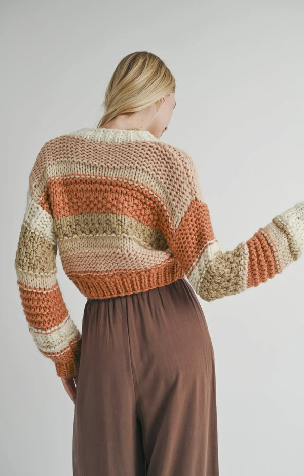 Sadie & Sage Brick Multi Butter Pecan Chunky Sweater