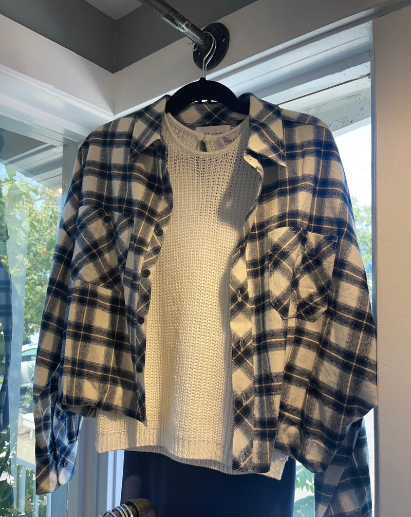 Dear John Denim Cozy Night Plaid Xandra Shacket Top