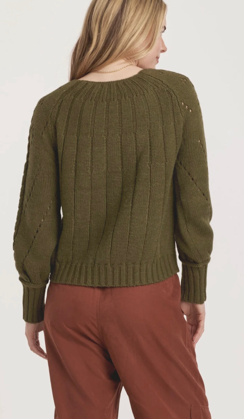 Another Love Vineyard Paulette Cable Detail Wide Crew Neck Sweater