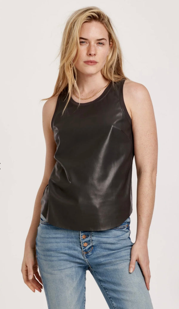 Another Love Iron Carmela Pleather Curved Hem Tank Top