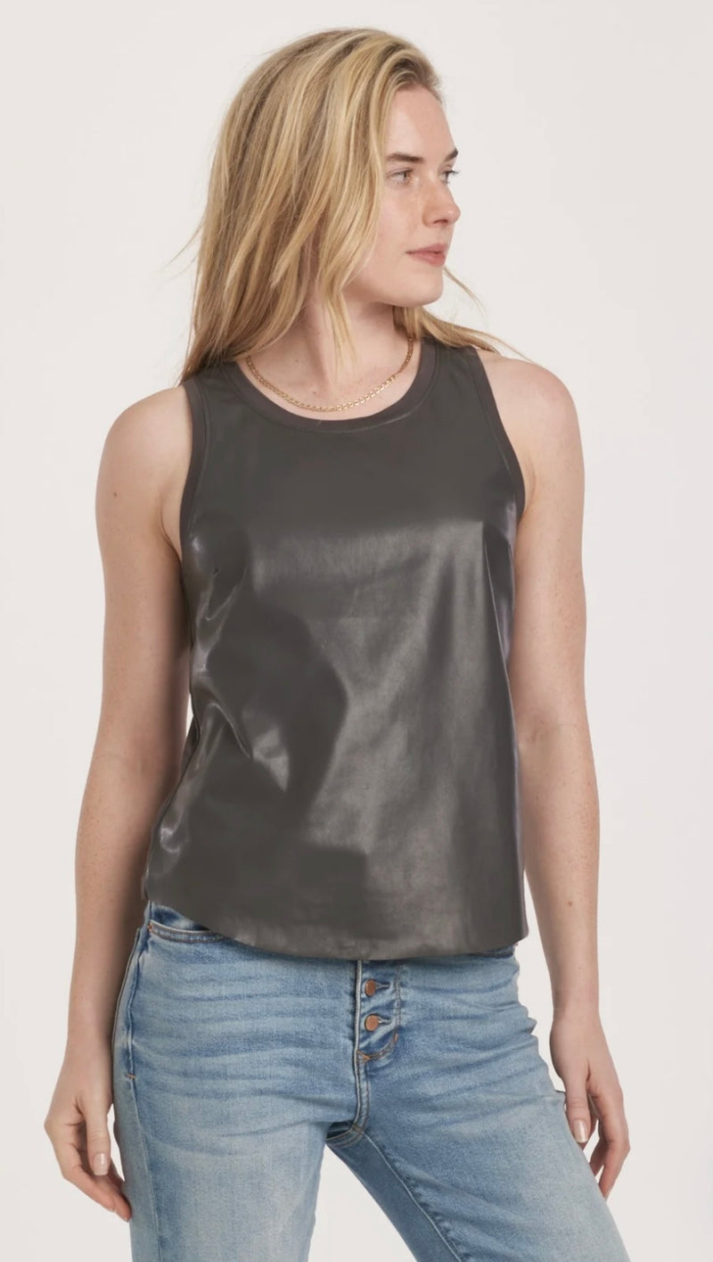 Another Love Iron Carmela Pleather Curved Hem Tank Top