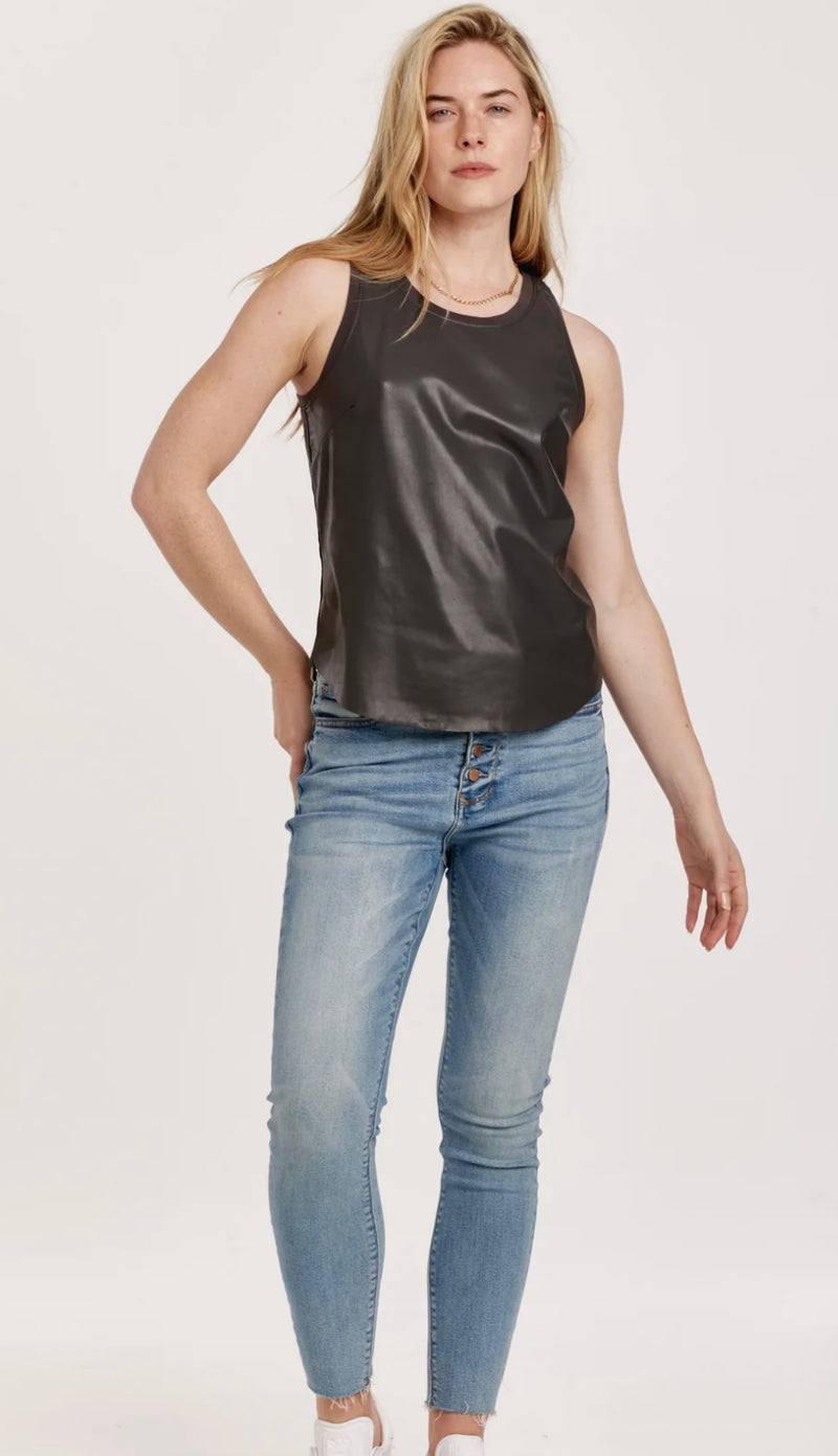 Another Love Iron Carmela Pleather Curved Hem Tank Top