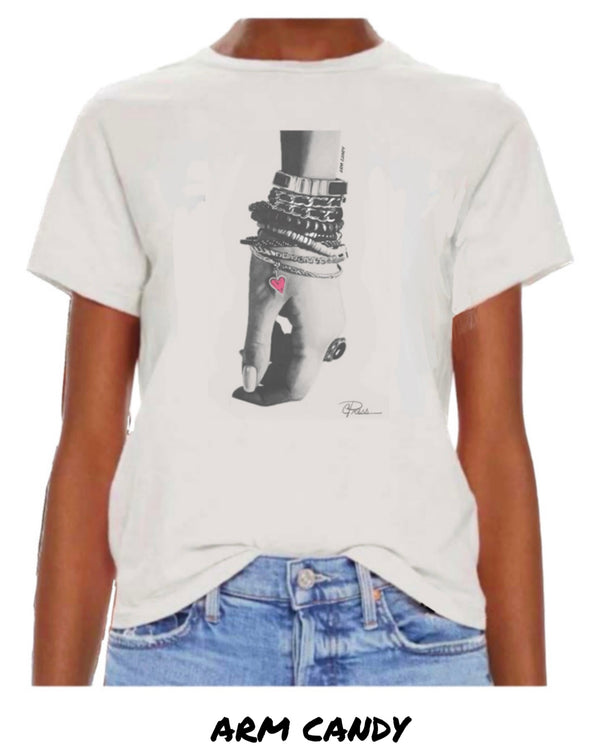 CPress Studio White Arm Candy Short Sleeve TShirt Top