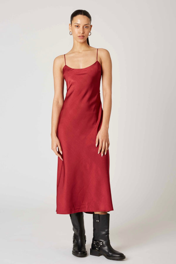 NIA Garnet Rumble Spaghetti Strap Slip Midi Dress