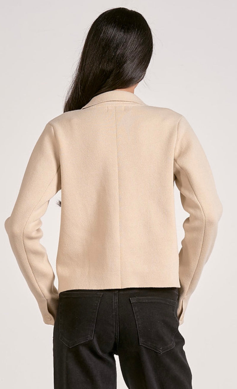 Elan Natural Long Sleeve Sweater Jacket with Lapel