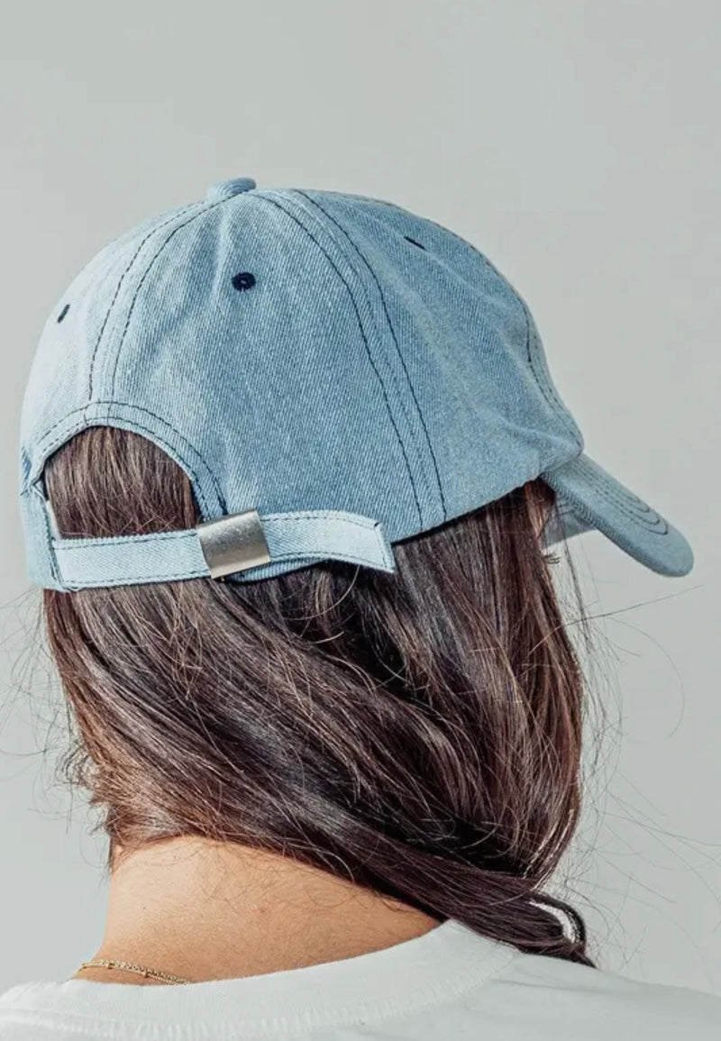 Urban Daizy Light Blue Baseball Cap with Dark Blue Bow