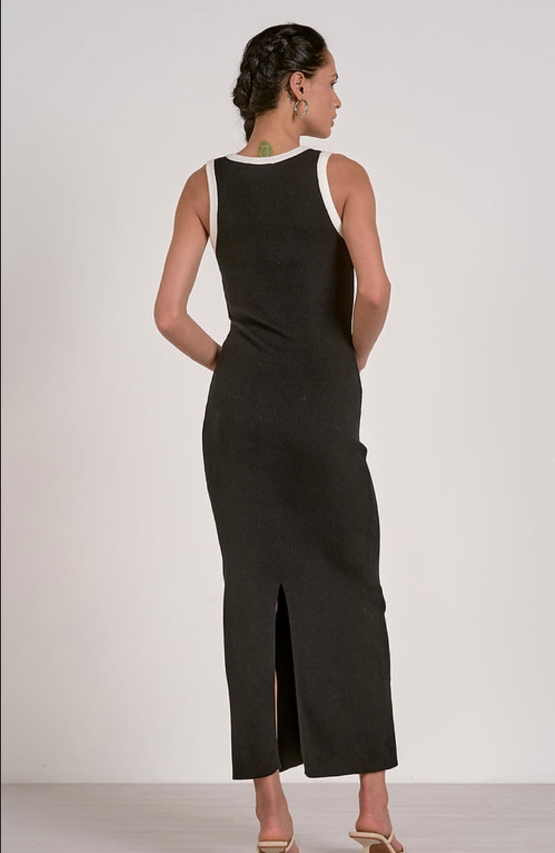 Elan Black w/White Detail Sleeveless Maxi Dress