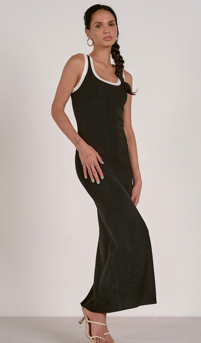 Elan Black w/White Detail Sleeveless Maxi Dress