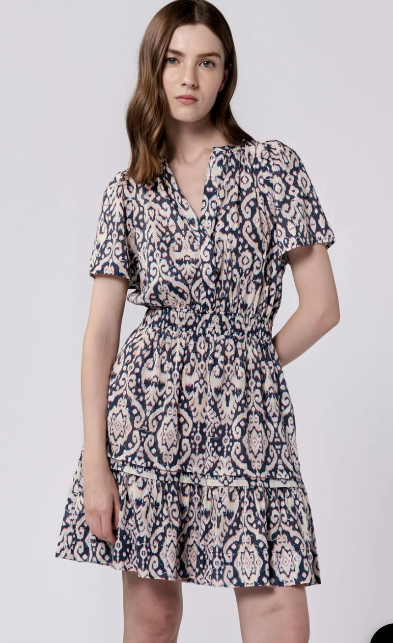 Dear John Denim Paisley Bristol Short Sleeve Relaxed Fit VNeck Dress
