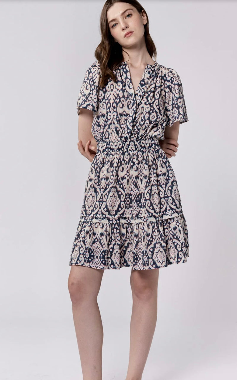 Dear John Denim Paisley Bristol Short Sleeve Relaxed Fit VNeck Dress