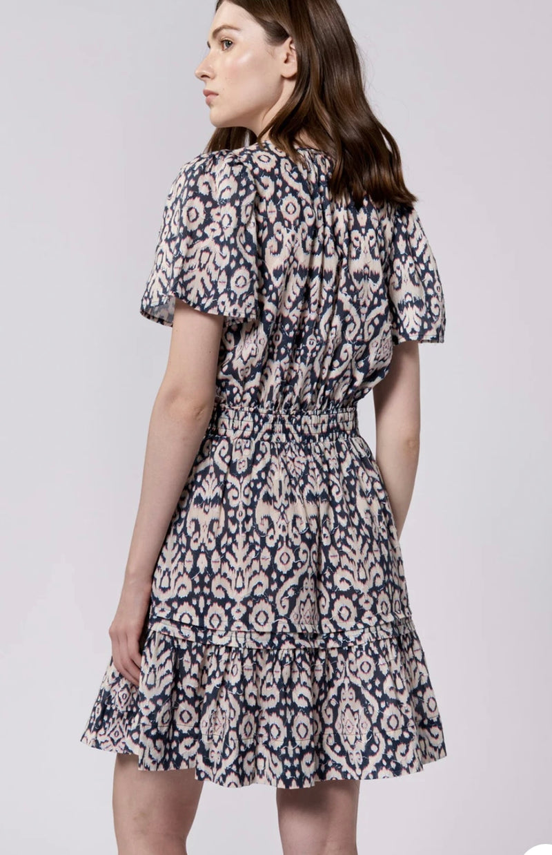 Dear John Denim Paisley Bristol Short Sleeve Relaxed Fit VNeck Dress