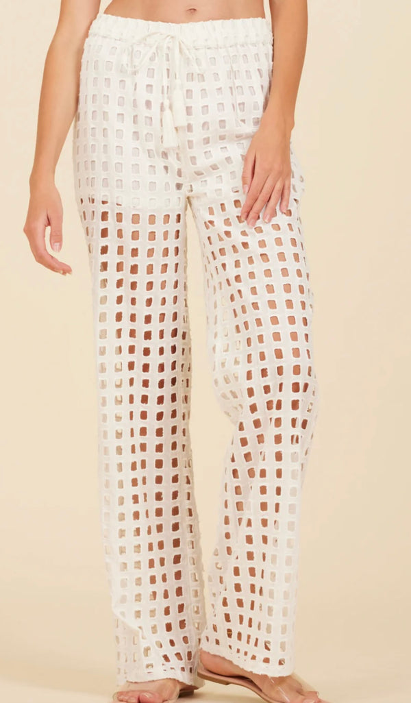 Vintage Havana White Box Eyelet Tie Waist Pant
