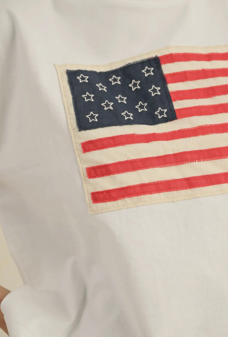 Miou Muse White Flag Copped Top