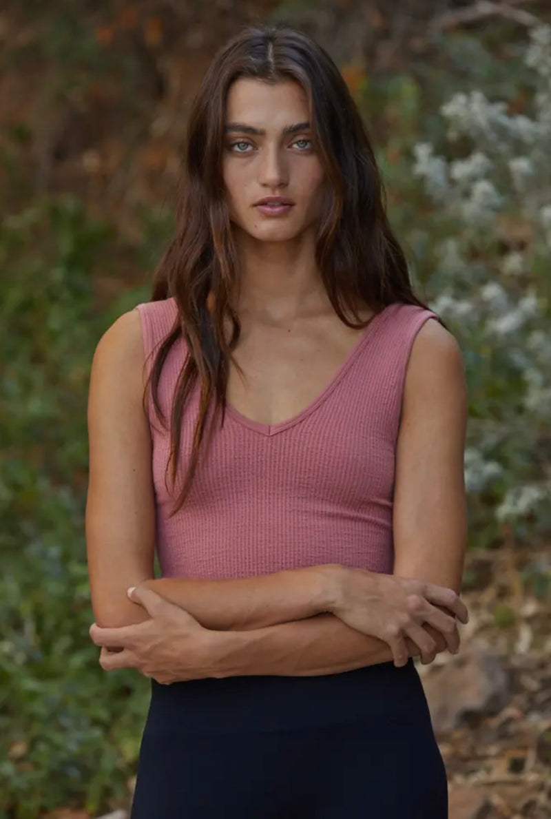 By Together Cherry Pink Seamless UV Neck. Reversible Tank Top