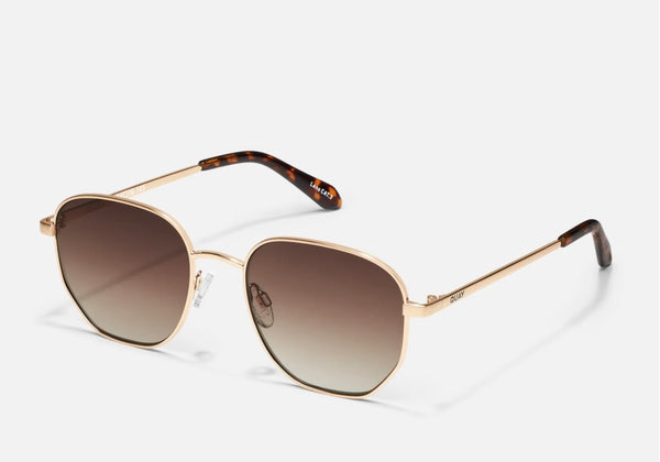 Quay Brushed Gold Frame w/Brown Lens Big Time Sunglasses
