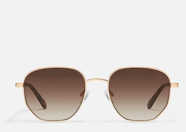 Quay Brushed Gold Frame w/Brown Lens Big Time Sunglasses