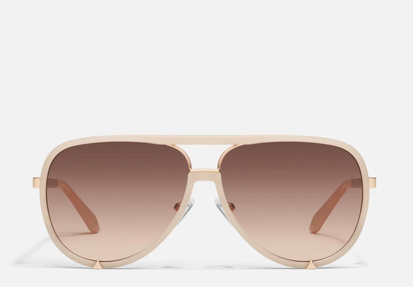 Quay Bone Frame w/Brown Fawn Lens Plastic Metal High Profile Sunglasses