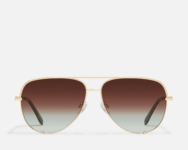 Quay Gold Frame w/Brown Fade Lens High Key Mini Sunglasses