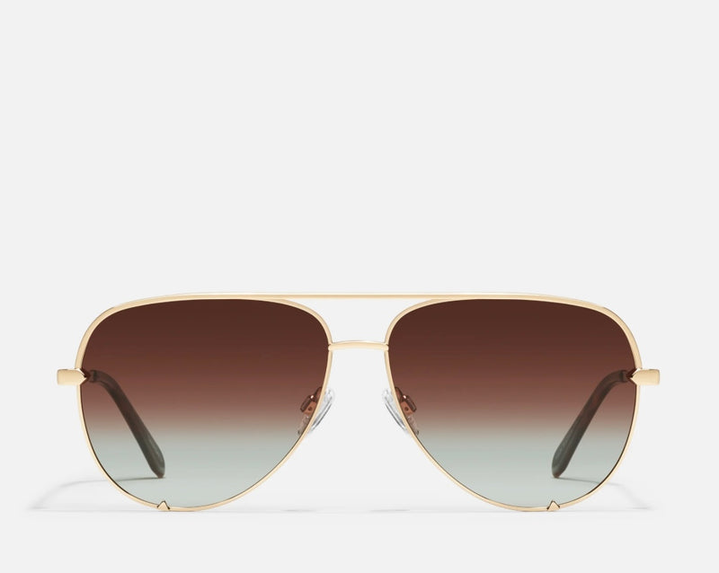 Quay Gold Frame w/Brown Fade Lens High Key Mini Sunglasses