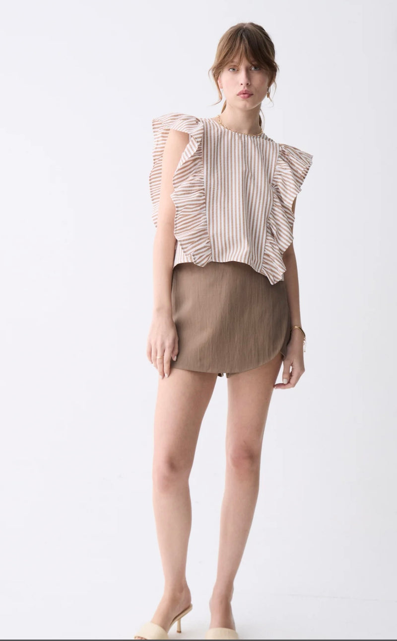 DeLuc Khaki Maxial Fake Welt Pocket Skort Bottom