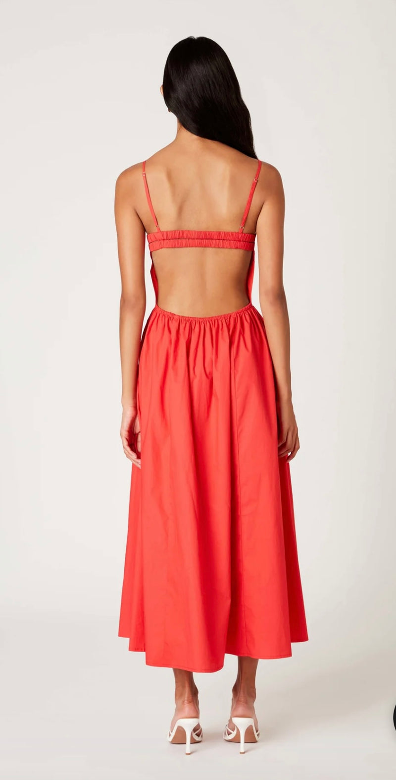 NIA Cherry Drop Waist Sweetheart Neckline Twist Front Destene Midi Dress