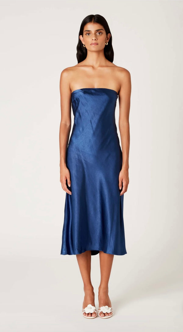 NIA Navy Carolyn Tube Style Strapless Midi Dress