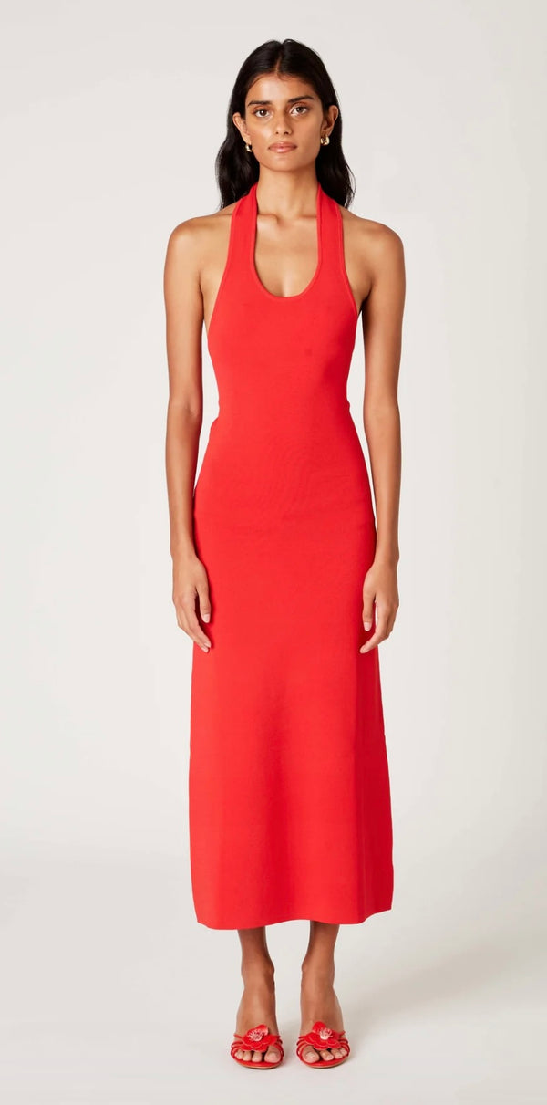 NIA Cherry Tamia Knit Halter Midi Dress