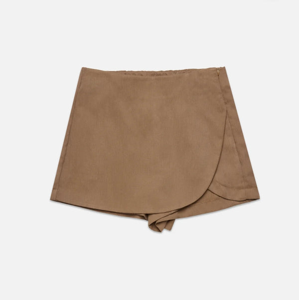 DeLuc Khaki Maxial Fake Welt Pocket Skort Bottom