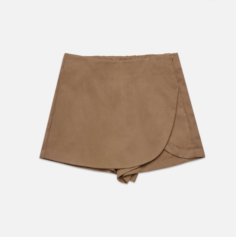 DeLuc Khaki Maxial Fake Welt Pocket Skort Bottom