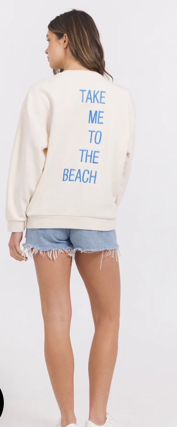 Vitage Havana Coconut Hightide Blue Surf Wash Embroidered Crewneck Top
