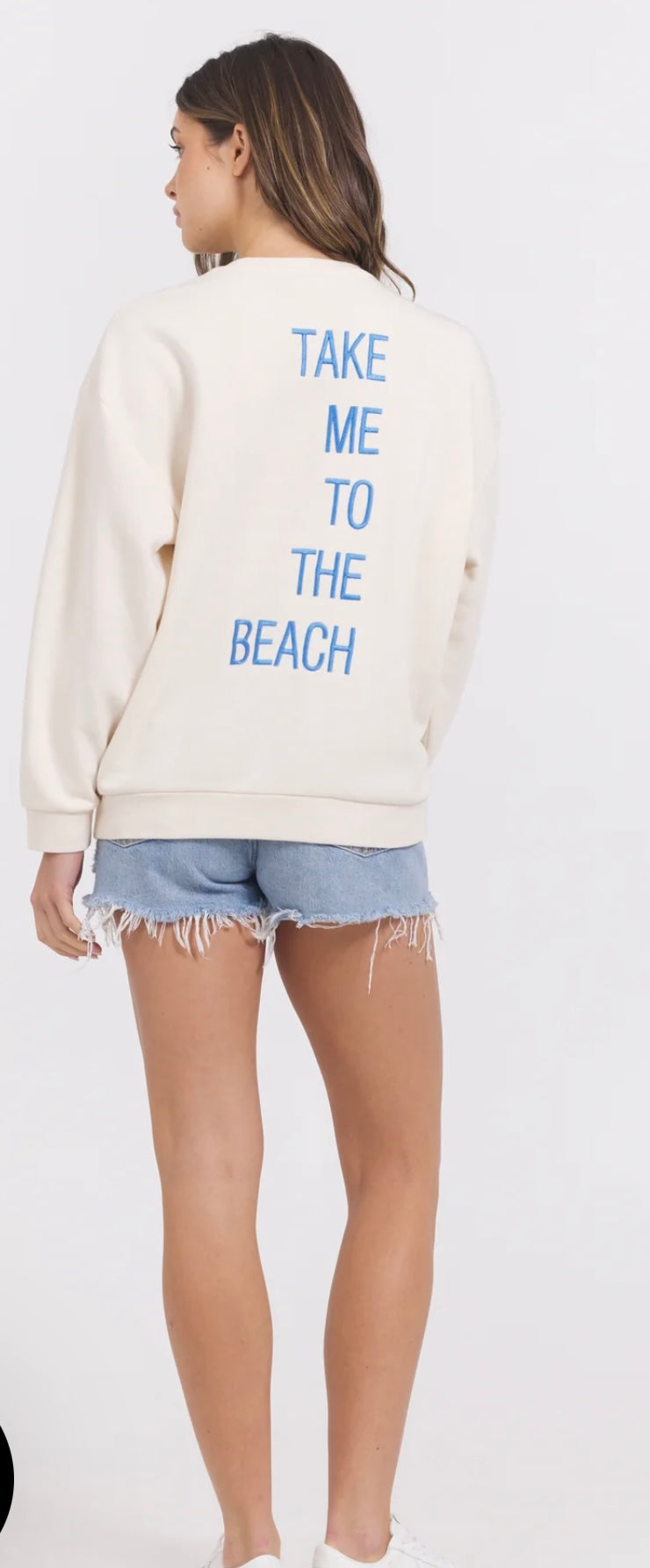 Vitage Havana Coconut Hightide Blue Surf Wash Embroidered Crewneck Top