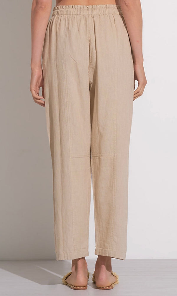 Elan Sand Tie Waist Cropped Pant