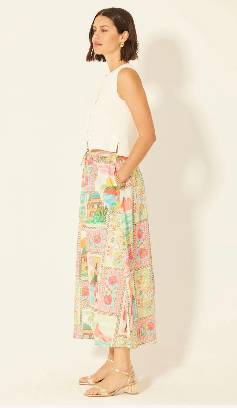Bila 77 Capri Full Length Tie Waist Hand Beaded Tassels Harriett Skirt
