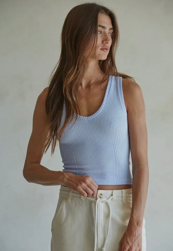 By Together Lavender VNeck Ribbed Knit Sleeveless Tank Top
