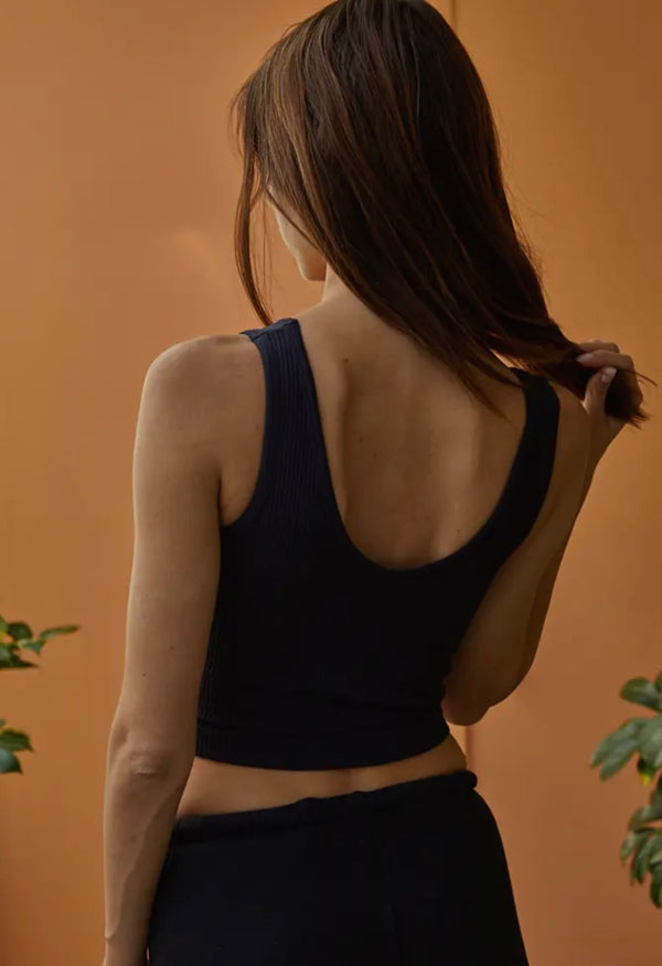 By Together Charcoal Reversible Cropped Tank Top