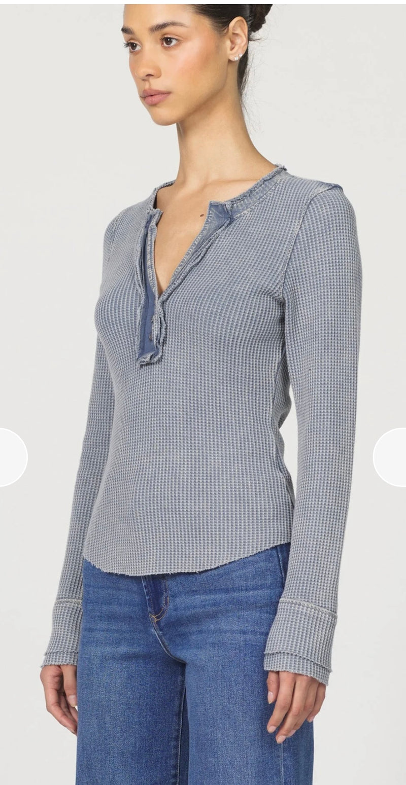 Dear John Denim Vintage Indigo Thermal 3/4 Button Up Luna Top
