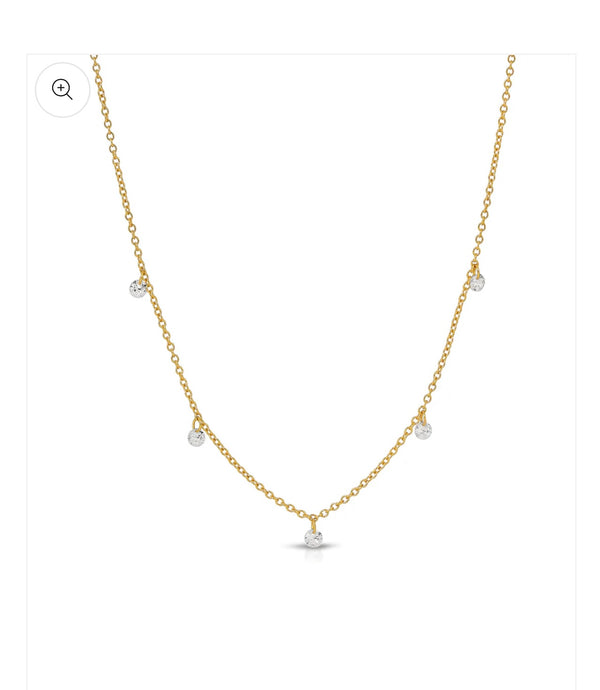 Jurate Gold Rich Girl Chain w/5 CZ Stones Necklace Jewelry