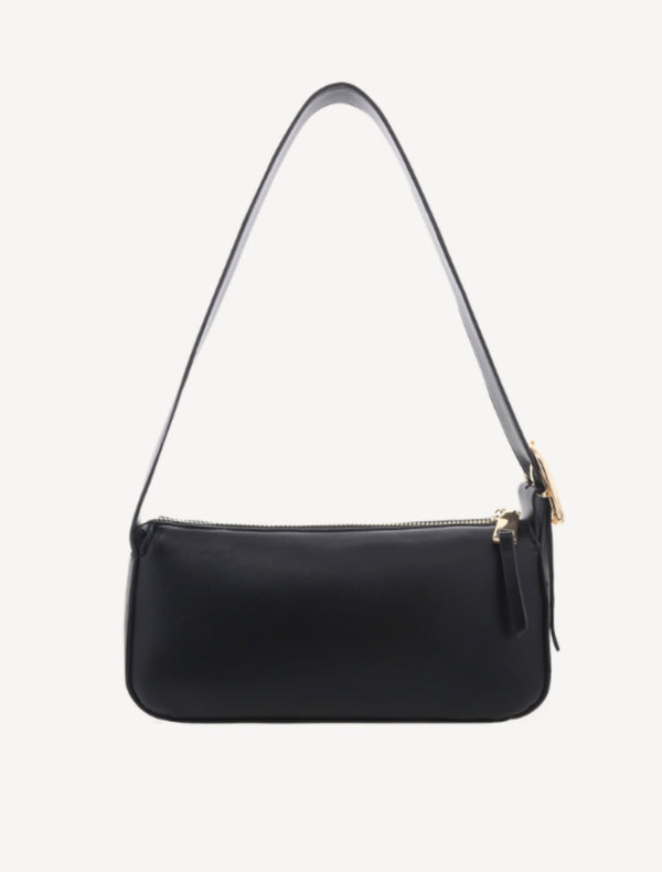 Billini Black Shine Faux Leather Hailey Shoulder Bag