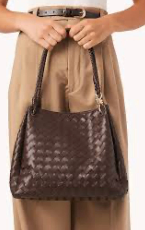 Billini Chocolate Weaved Leni Shoulder Bag