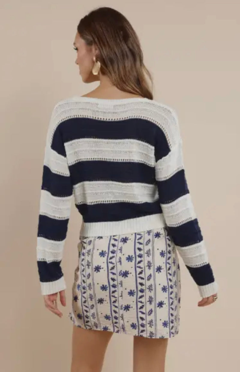 Sage The Label Ivory Navy Lucia Siri[ed Sweater