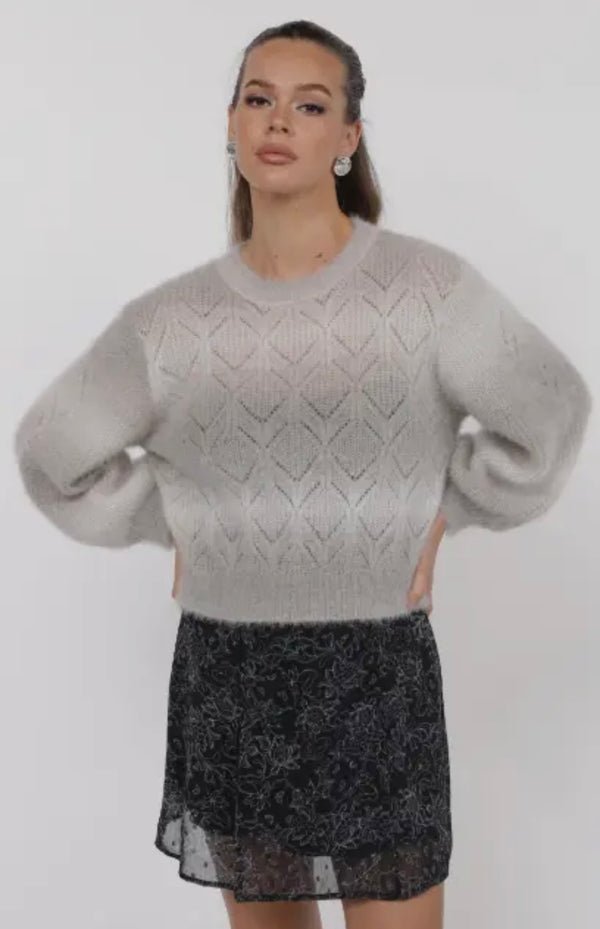 Sage The Label Taupe Multi Reach For The Stars Ombre Long Sleeve Crew Neck Sweater