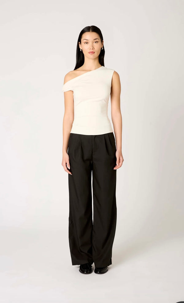 NIA Vanilla Asymmetrical Ruched One Shoulder Top