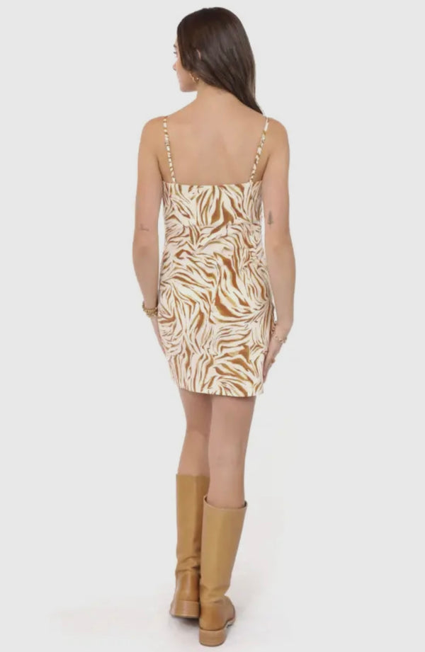 Sadie & Sage Cream Multi City Boheme Stretch Zebra Mini Dress