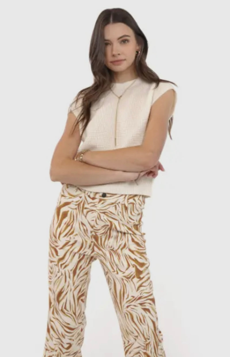 Sadie & Sage Ivory Chill Beats Sleeveless Sweater