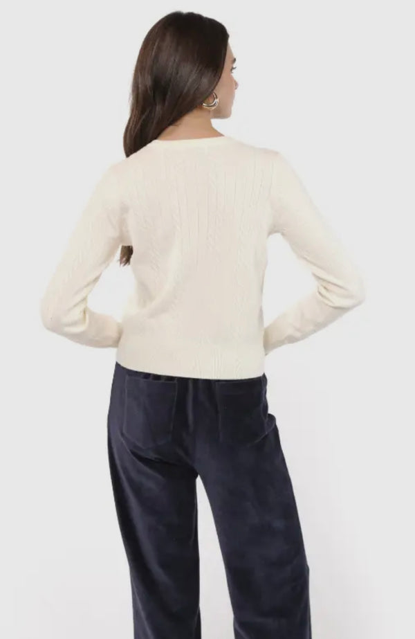 Sadie & Sage Ivory Mochi Heart Button Sweater Cardigan