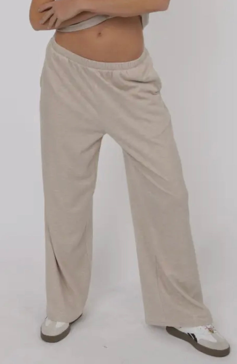 Sage The Label Oatmeal Cindy Elastic Waist Pull Up Knit Pant