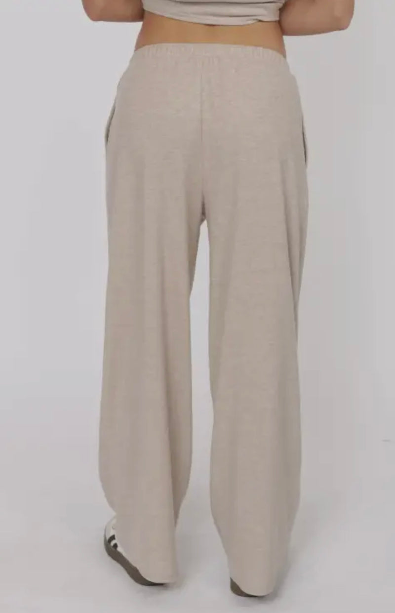 Sage The Label Oatmeal Cindy Elastic Waist Pull Up Knit Pant