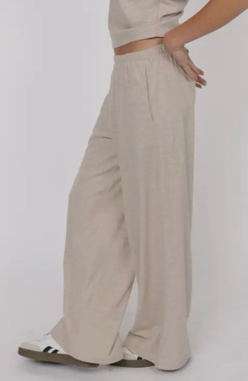 Sage The Label Oatmeal Cindy Elastic Waist Pull Up Knit Pant