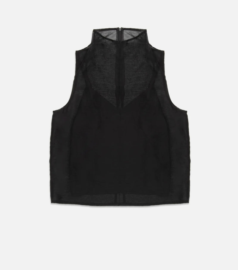 DeLuc Black Hugh Sheer Sleeveless w/High Neck w/Removable Lining Top